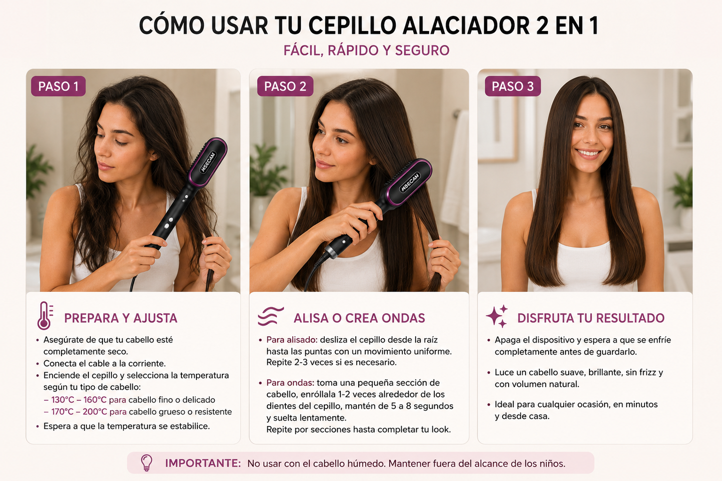 Cepillo Alaciador 2 en 1